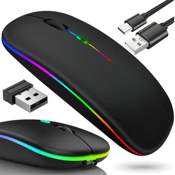 Slim Wireless Optical Mouse 2.4 GHz & Bluetooth for Laptop PC, black