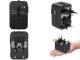 Universal travel adapter with 2 USB ports, UK/USA/EU/AUS, black