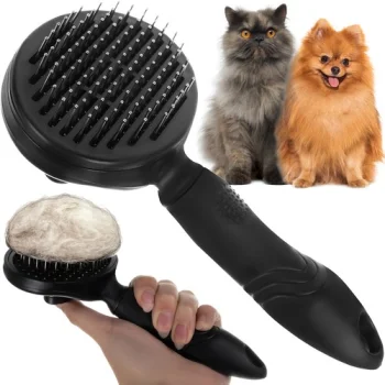 Purlov Self-Cleaning Pet Hair Brush, Black