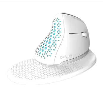 Delux M618XSD BT+2.4G RGB Wireless Vertical Ergonomic Computer Mouse, White