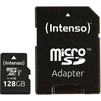 Atminties kortelė Intenso microSDXC 128GB UHS-I U3 V30 Professional su SD adapteriu