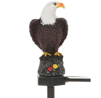 Solar garden LED lamp in eagle shape, warm white light