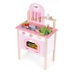 Children’s play kitchen with 8 wooden accessories, oven and sink, pink, ECOTOYS