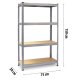 Plonos PL-700 Metal Storage Shelving Unit, Set of 2, 150 x 75 x 30 cm, Silver
