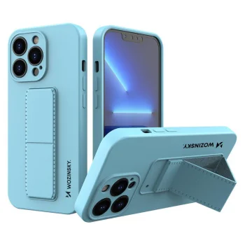 Wozinsky Kickstand Case for iPhone 13 Silicone Case with Stand, Light Blue