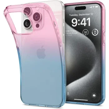 Spigen iPhone 15 Pro Case Liquid Crystal, Pink/Blue