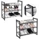3-Tier Metal Shoe Rack for Entryway, Black