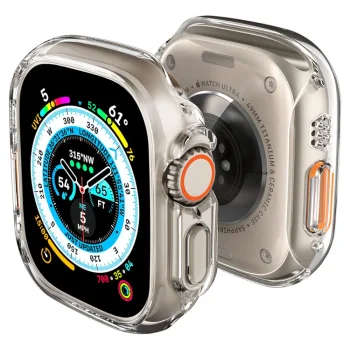 Apsauginis dėklas Apple Watch Ultra (49 mm) Spigen Thin Fit, skaidrus