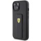 Ferrari iPhone 15 Case Grip Stand Metal Logo, Black