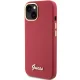 Guess iPhone 15 Case Silicone Script Metal Logo & Frame, Red