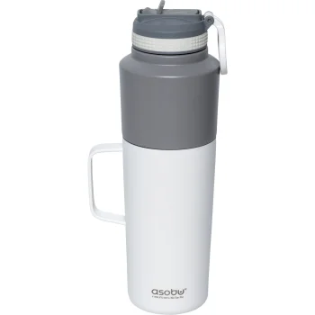 Asobu Twin Pack Bottle with Mug 0.9L + 0.6L White