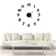 Large DIY 3D Wall Clock, Frameless Self-Adhesive Modern Design, Black