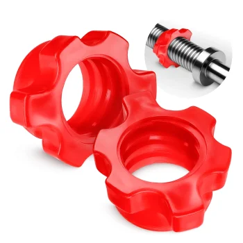 4Fizjo 25 mm Plastic Threaded Barbell Collars, 2 pcs, Red