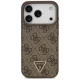 Guess Leather 4G Triangle Strass MagSafe Case for iPhone 18 Pro / 17 Pro - Brown
