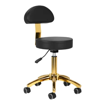 Activeshop AM-304G Cosmetic Stool with Backrest, Black/Gold