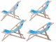 Folding Wooden Beach and Garden Sun Lounger with Cushion, Blue