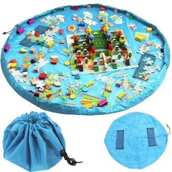 Play Mat and Toy Storage Bag, 130 cm, Blue