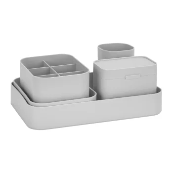 5-Piece Desk Organizer Set for Cosmetics, Grey