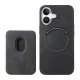 Synthetic Leather Case with Detachable Card Holder for iPhone 17 - Black