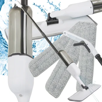 Flat Spray Mop with 3 Replacement Pads, White