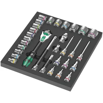 Wera 9722 C Zyklop Set 1 Ratchet and Socket Set in Foam Insert, 1/2", 31 Pieces