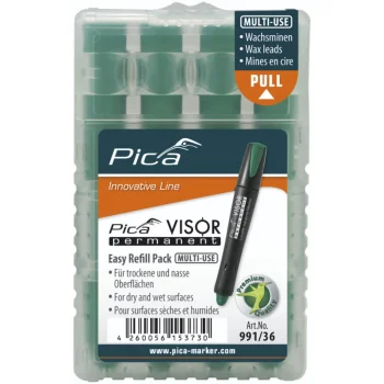 Pica VISOR Permanent Replacement Refills for Industrial Marker, 10 x 85 mm, Green