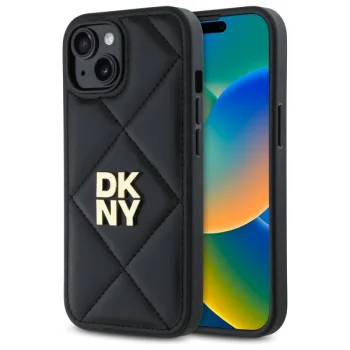 DKNY iPhone 15 Case Quilted Stack Logo, Black