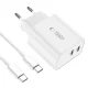 Tech-Protect C35W 2x USB-C PD 35W Charger with USB-C Cable - White