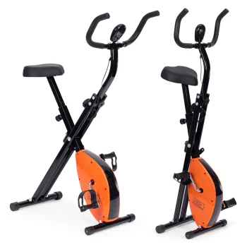 Folding exercise bike with mechanical resistance and computer ModernHome, orange