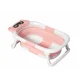 Foldable Baby Bathtub with Digital Thermometer and Infant Support Pillow, Pink