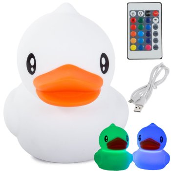 Kid's Silicone LED RGB Light Night Lamp with Remote Control, Duck
