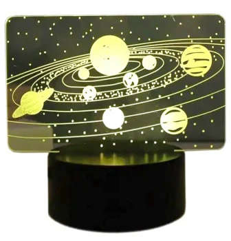 3D LED Night Light Solar System ZD98B, RGB