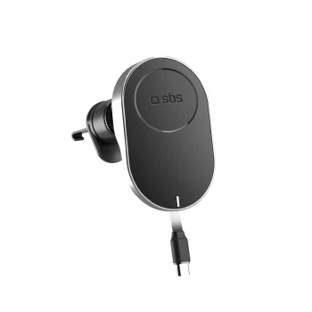 SBS Smartphone Car Holder with 15W Wireless Charger & MagSafe - Black
