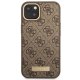 Guess iPhone 14 Plus Case 4G Logo Plate MagSafe Brown
