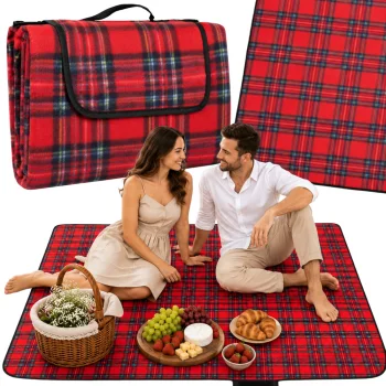 Foldable Picnic and Beach Blanket, Waterproof, 150x200cm, Red