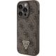 Guess Leather 4G Triangle Strass Case for iPhone 15 Pro, Brown