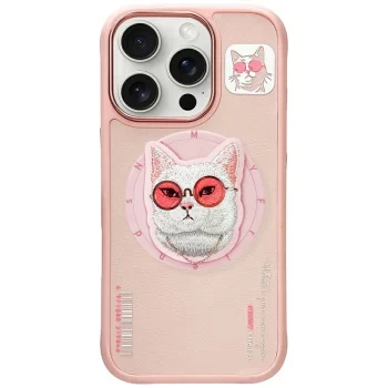 Nimmy iPhone 16 Pro Max Case Glasses Cool Cat MagSafe, Pink