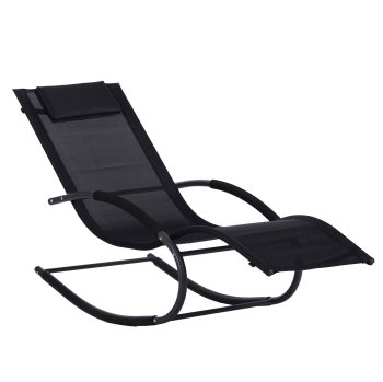 Multigarden Zero Gravity Rocking Garden Lounger with Headrest, Black
