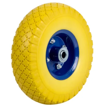 Humberg 4882 Tubeless Wheelbarrow Wheel 3.00-4, Yellow/Blue