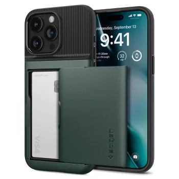 Apple iPhone 15 Pro Max 6.7'' Spigen Slim Armor Cs Case Cover, Abyss Green