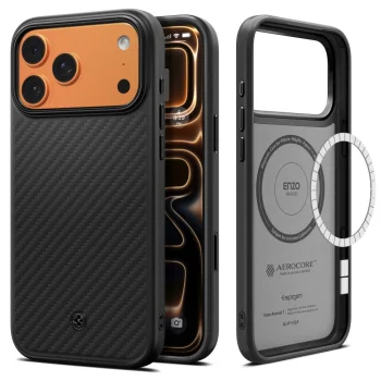 Spigen Enzo Aramid "T" Mag Case for iPhone 17 Pro Max, Black
