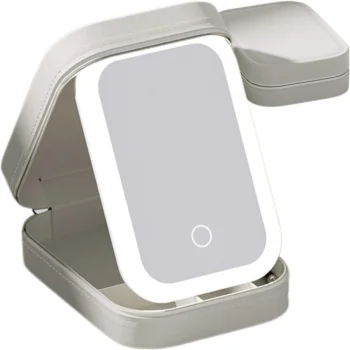 Travel Cosmetic Organizer with LED Makeup Mirror