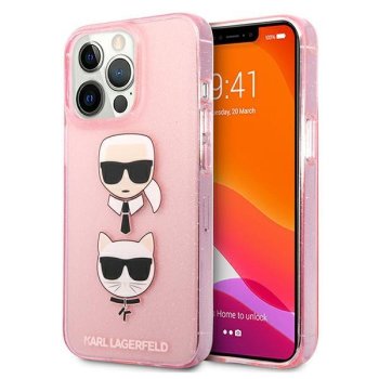 Apple iPhone 13 Pro 6.1" Karl Lagerfeld Glitter Karl`s & Choupette Case Cover (KLHCP13LKCTUGLP), Pink