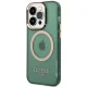 Guess iPhone 14 Pro Max Case Gold Outline Translucent MagSafe, Green