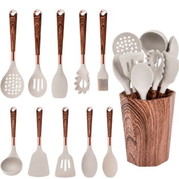 Silicone Kitchen Utensil Set, 11 Pieces, Beige