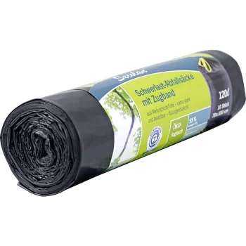 Secolan Heavy Duty Garbage Bags with Drawstring 120 L, 10 Pack, Grey