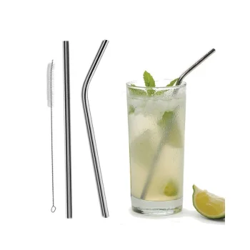 Metal Straw Set (10 Pieces), Silver