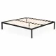 ModernHome Metal Bed Frame 135x190 cm with Wooden Slats Base, Black