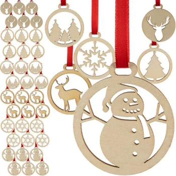 Ruhhy Wooden Christmas Tree Ornaments, 36 pcs, 5.5 cm