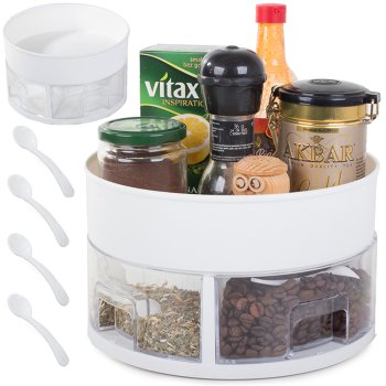 Rotating Kitchen Organiser with 4 Drawers for Spices